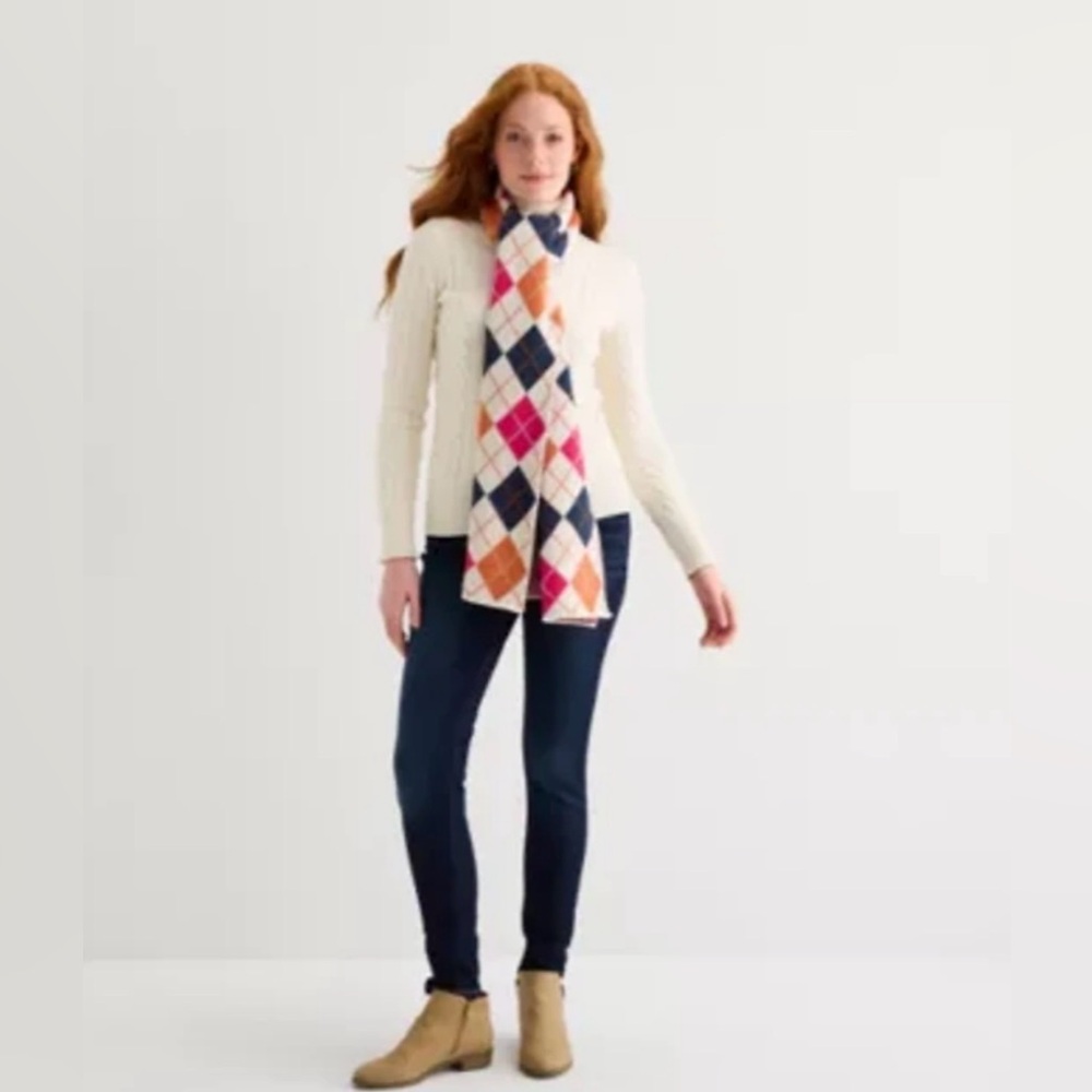 St. John’s Oblong Argyle Knit Scarf BNWOT